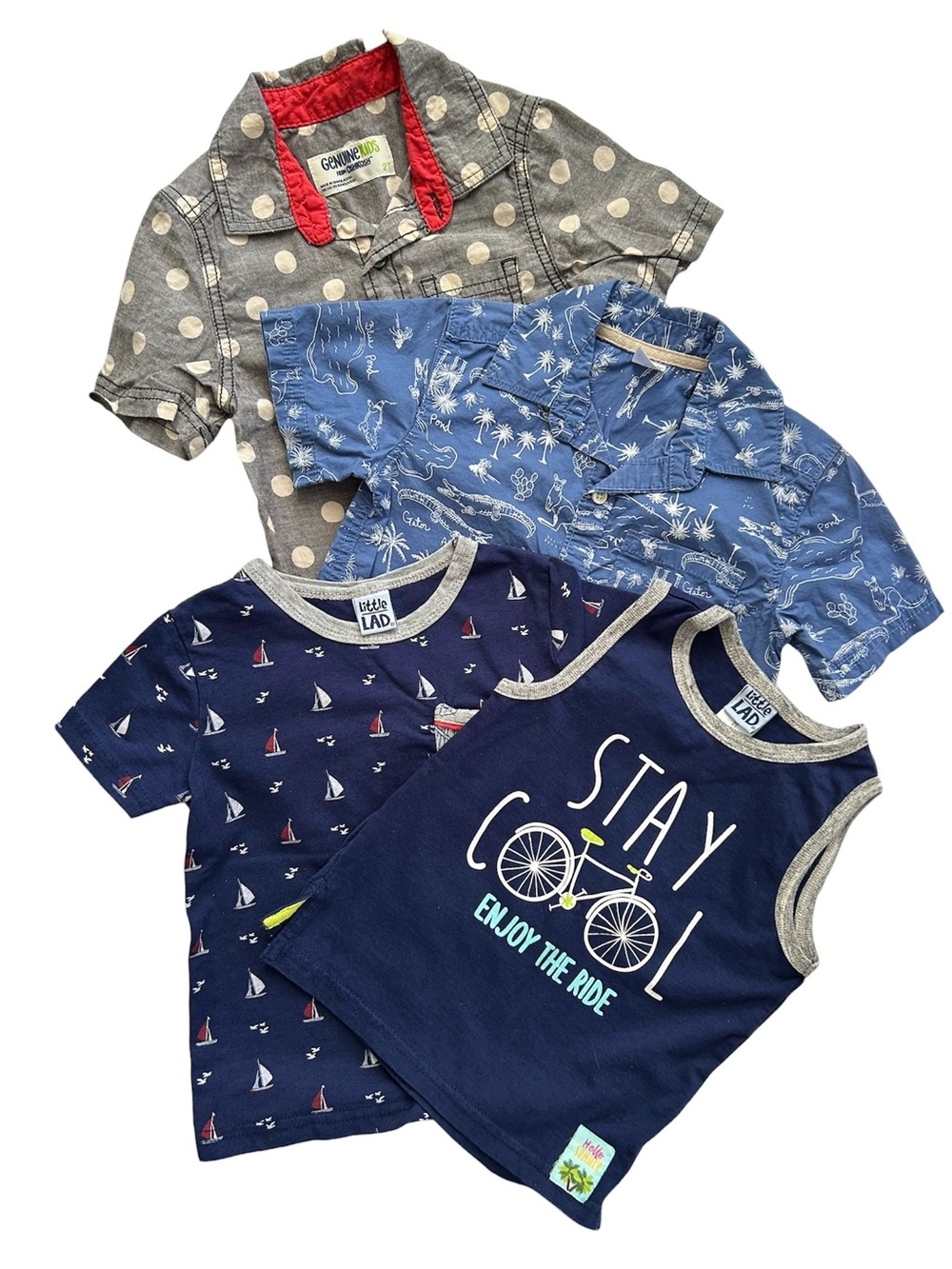 Lot of 4 Boys Summer Shirts Tee Tank Top Carter’s Genuine Kids Little Lad Sz 2T